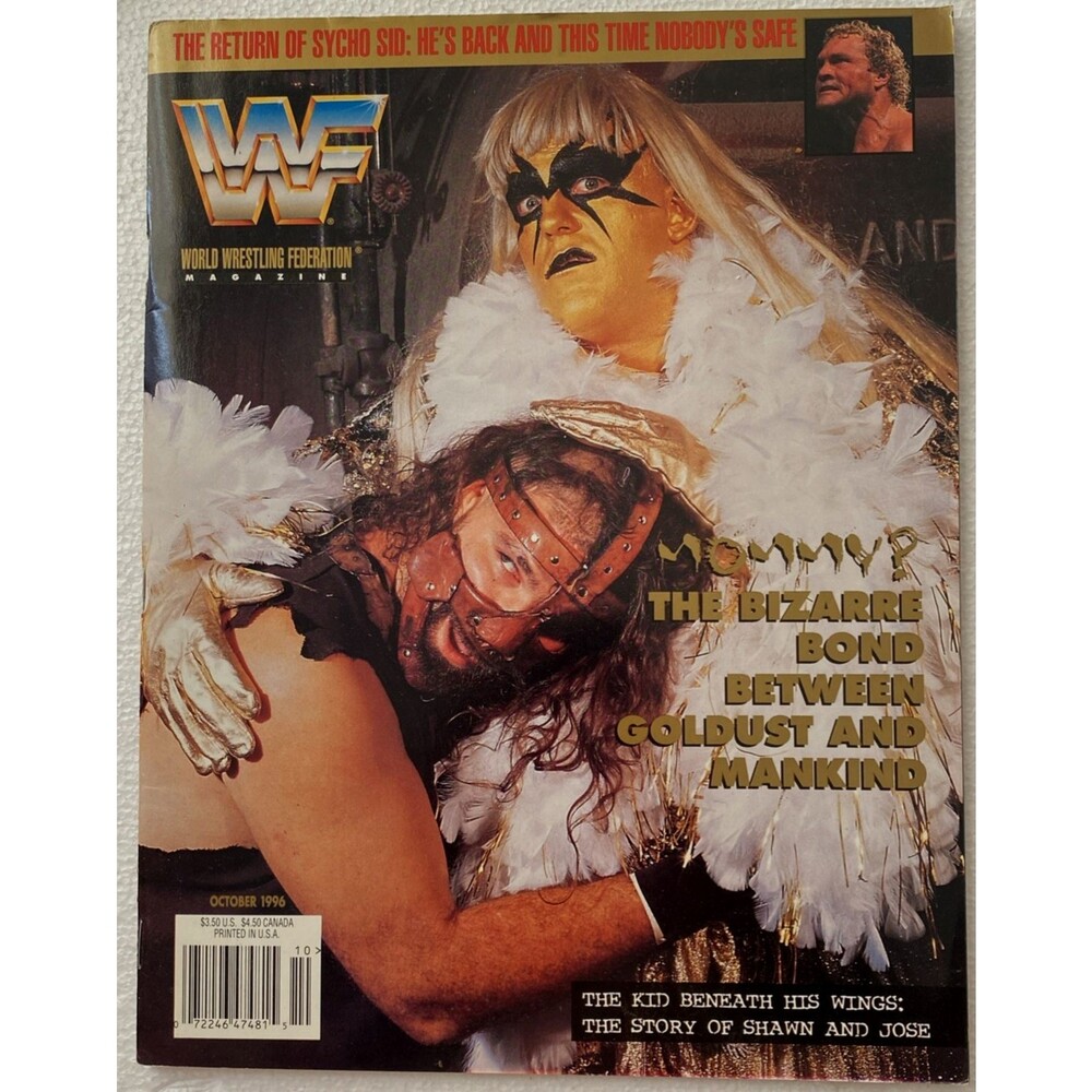 Vintage WWF Magazine October 1996 Goldust Mankind Cover Sycho Sid Trading Cardsr